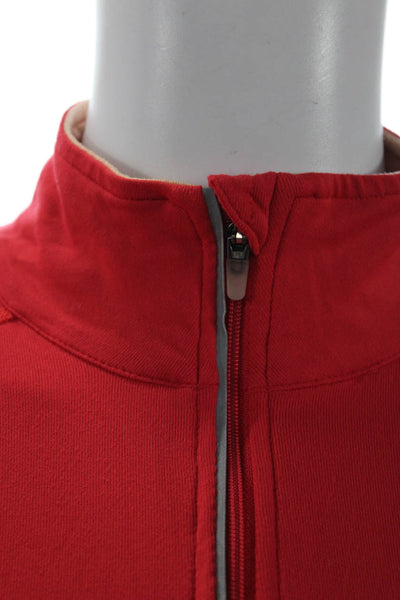 Nike Women Red Mock Neck Zip Long Sleeve Sports Top Size S