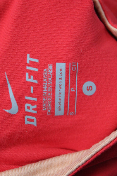 Nike Women Red Mock Neck Zip Long Sleeve Sports Top Size S