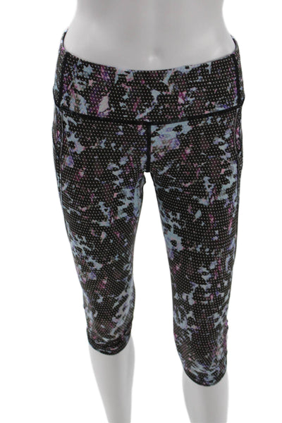 Lululemon Women Black Capri Nylon Zip Leggings Size 6