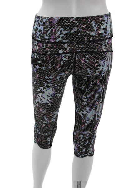 Lululemon Women Black Capri Nylon Zip Leggings Size 6