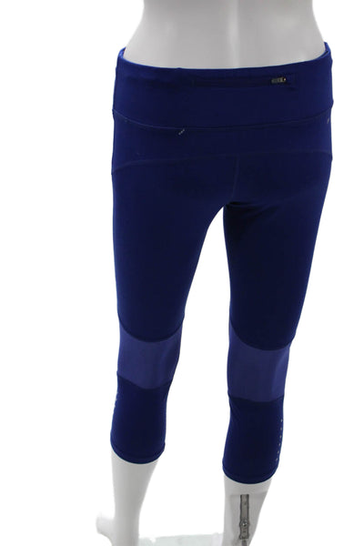Nike Women Capri Leggings Blue Drawstring Polyester Spandex Size S