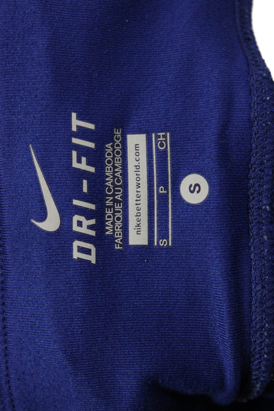 Nike Women Capri Leggings Blue Drawstring Polyester Spandex Size S