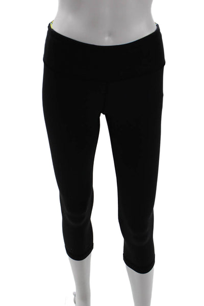 Lululemon Women Cropped Capri Leggings Black Nylon Zip Sz 6