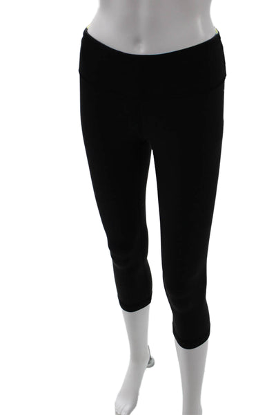 Lululemon Women Cropped Capri Leggings Black Nylon Zip Sz 6