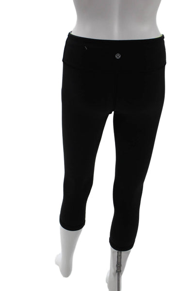Lululemon Women Cropped Capri Leggings Black Nylon Zip Sz 6