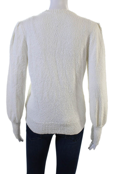 Sundays Women Cardigan White V-Neck Button Cotton Long Sleeve Size S