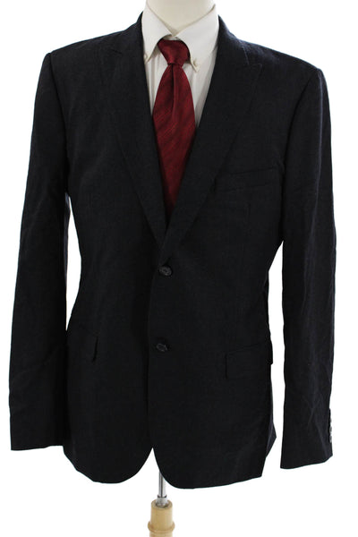 Calvin Klein Collection Mens Blazer Dark Blue 100% Wool Button Collared Size 52