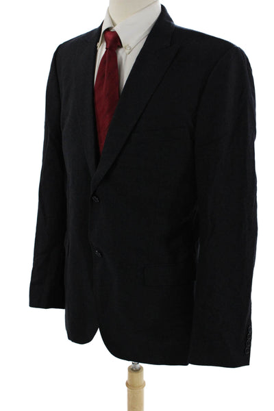 Calvin Klein Collection Mens Blazer Dark Blue 100% Wool Button Collared Size 52