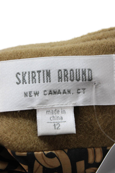 Skirtin Around Women A-Line Mini Skirt Brown Wool Short Size 12