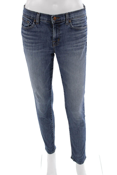 J Brand Women Ankle Skinny Blue Jeans Mid Rise Button Size 29