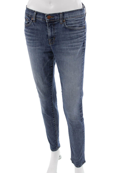 J Brand Women Ankle Skinny Blue Jeans Mid Rise Button Size 29