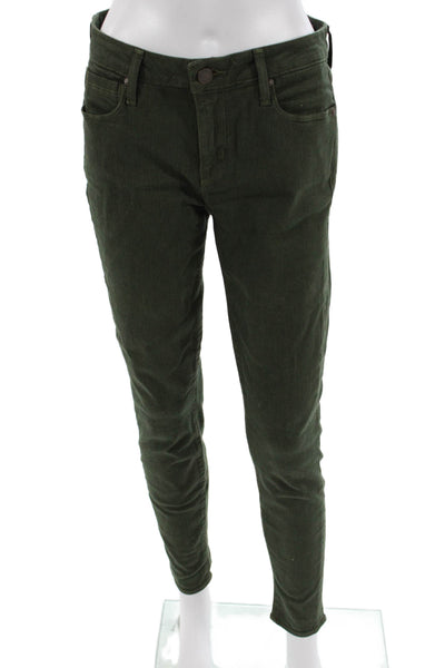 Parker Smith Womens Ankle Jeggings Green Mid Rise Button Size 29