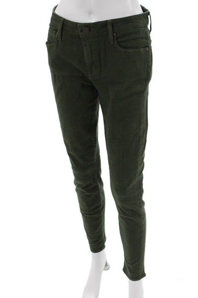 Parker Smith Womens Ankle Jeggings Green Mid Rise Button Size 29