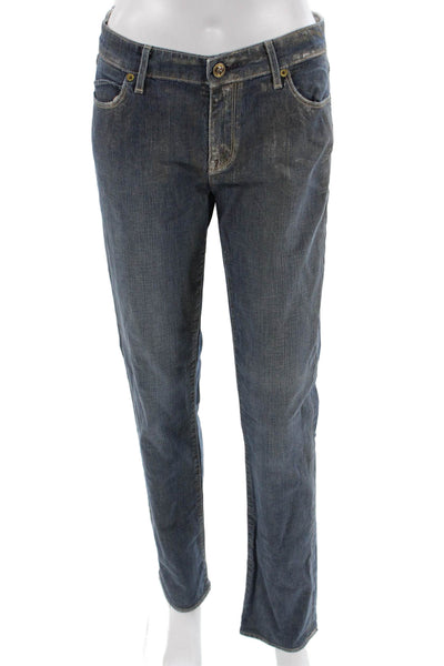 Rich & Skinny Womens Straight Jeans Dark Blue Low Rise Inseam 31 Size 30