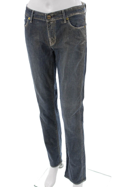 Rich & Skinny Womens Straight Jeans Dark Blue Low Rise Inseam 31 Size 30
