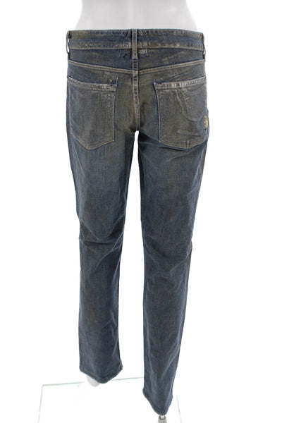 Rich & Skinny Womens Straight Jeans Dark Blue Low Rise Inseam 31 Size 30