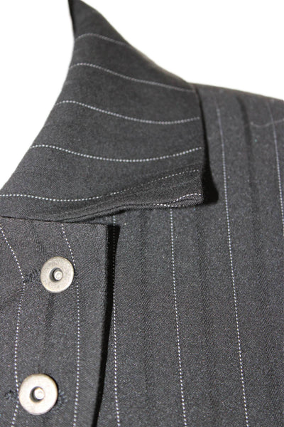Ronen Chen Women Black Striped Blazer Polyester Longsleeve Button Size 3
