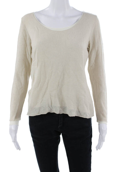 Eileen Fisher Women Beige Round Neck Long Sleeve Basic Sweater Size M