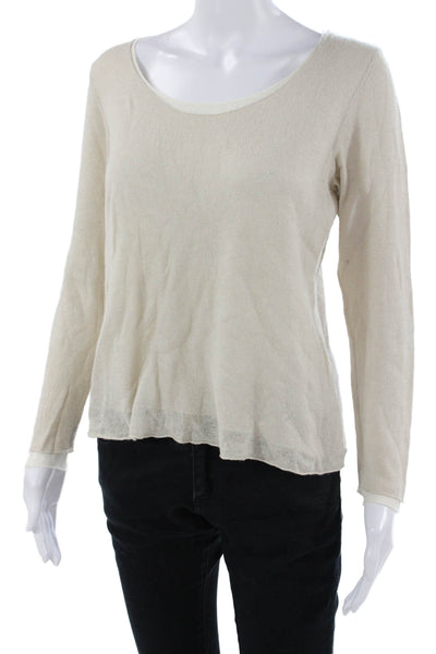Eileen Fisher Women Beige Round Neck Long Sleeve Basic Sweater Size M