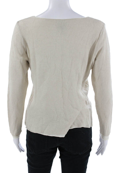 Eileen Fisher Women Beige Round Neck Long Sleeve Basic Sweater Size M