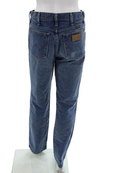 Wrangler Mens Straight Jeans Blue 100% Cotton Mid Rise Button Fly Size 29