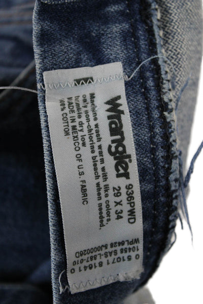 Wrangler Mens Straight Jeans Blue 100% Cotton Mid Rise Button Fly Size 29