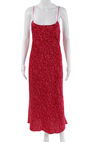 Natori Womens Slip Dress Pink Sleeveless Long Round Neck Size S