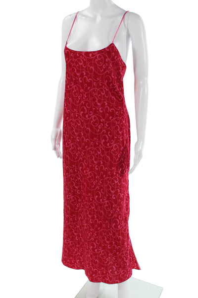 Natori Womens Slip Dress Pink Sleeveless Long Round Neck Size S