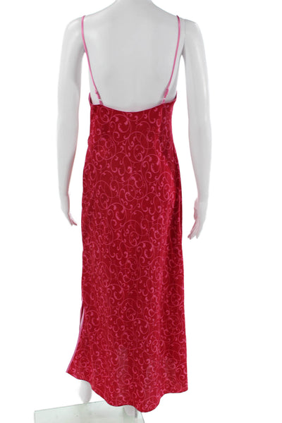 Natori Womens Slip Dress Pink Sleeveless Long Round Neck Size S