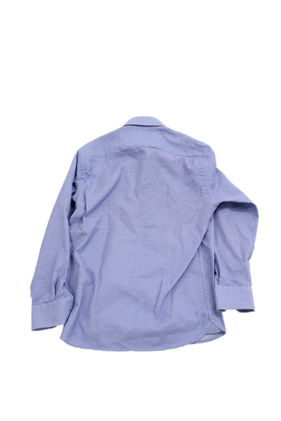 Luchiano Visconti Mens Dress Shirt Blue Geometric Spread Cotton Size 12