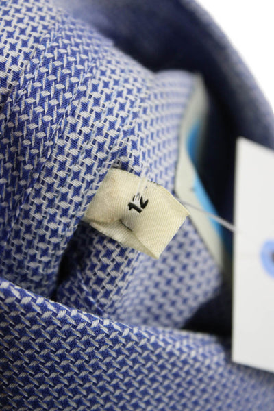 Luchiano Visconti Mens Dress Shirt Blue Geometric Spread Cotton Size 12