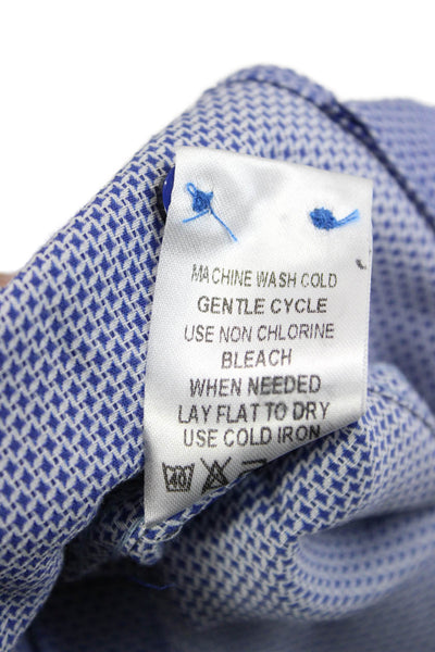 Luchiano Visconti Mens Dress Shirt Blue Geometric Spread Cotton Size 12