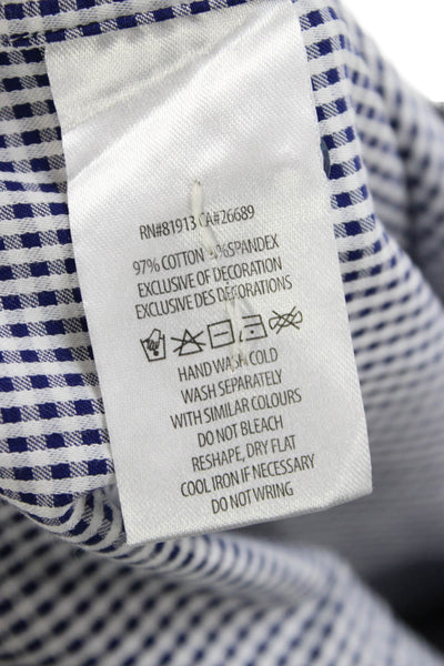 Robert Graham Mens Blue Check Button-Up Collared Long Sleeve Cotton Size L