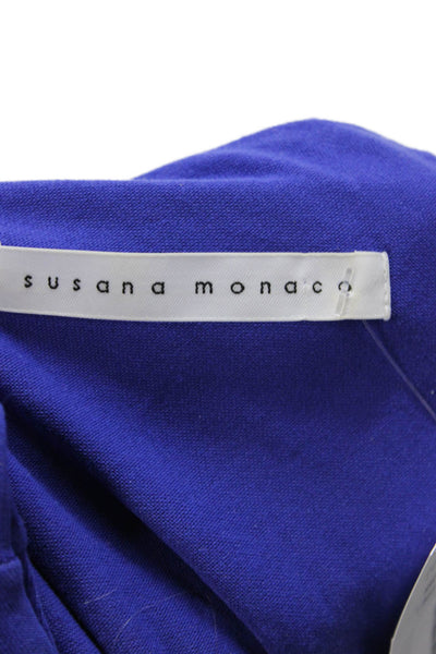 Susana Monaco Womens Blouse Blue Sleeveless Round Neck Nylon Spandex Size S