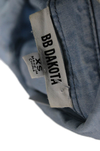 BB Dakota Womens Light Blue Collared Button-Up Tencel Linen Top Size XS