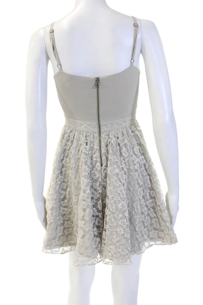 Alice + Olivia Women Fit & Flare Mini Dress Beige Sleeveless Square Neck Size 0