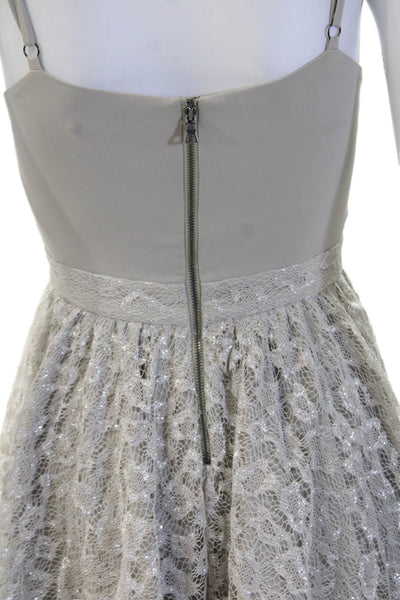 Alice + Olivia Women Fit & Flare Mini Dress Beige Sleeveless Square Neck Size 0