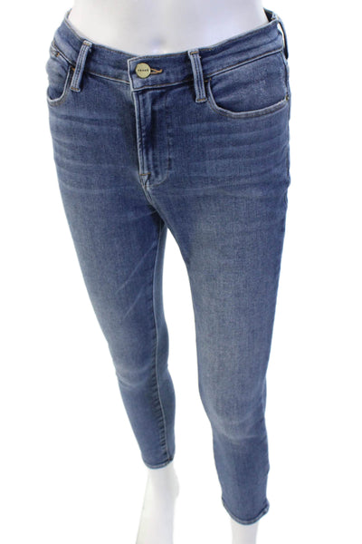 Frame Women Ankle Skinny Cropped Mid-Rise Blue Jeans 24in Inseam Size 29