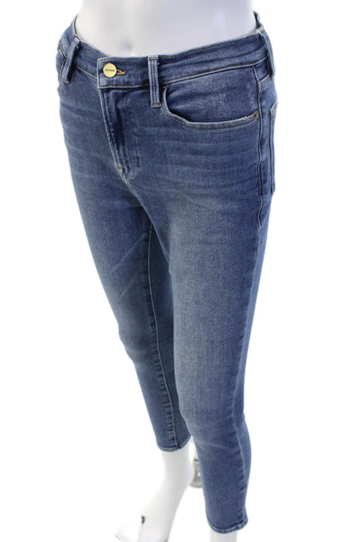 Frame Women Ankle Skinny Cropped Mid-Rise Blue Jeans 24in Inseam Size 29