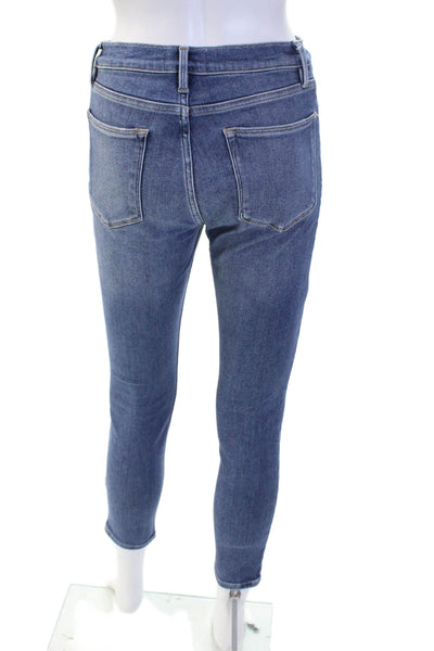 Frame Women Ankle Skinny Cropped Mid-Rise Blue Jeans 24in Inseam Size 29
