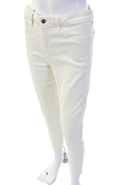 L'Agence Women Ankle Cropped High Waist White Jeans Size 30