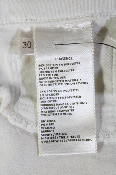 L'Agence Women Ankle Cropped High Waist White Jeans Size 30