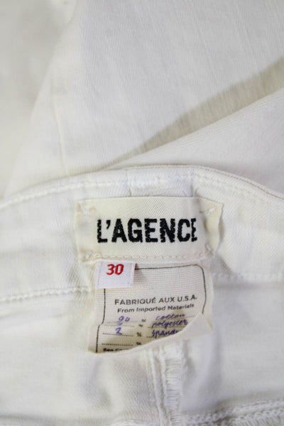 L'Agence Women Ankle Cropped High Waist White Jeans Size 30