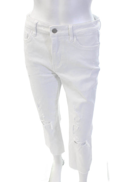 Flying Monkey Womens Cropped High Waist White Jeans Size 29