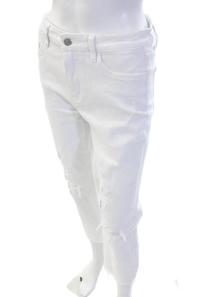 Flying Monkey Womens Cropped High Waist White Jeans Size 29