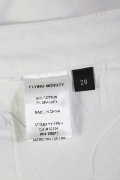 Flying Monkey Womens Cropped High Waist White Jeans Size 29