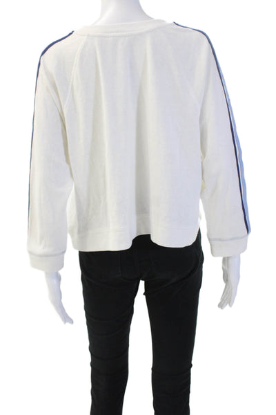 Project Social T Women White Striped Stars Pullover Sweatshirt 3/4Sleeve Size M