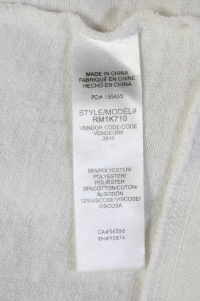 Project Social T Women White Striped Stars Pullover Sweatshirt 3/4Sleeve Size M