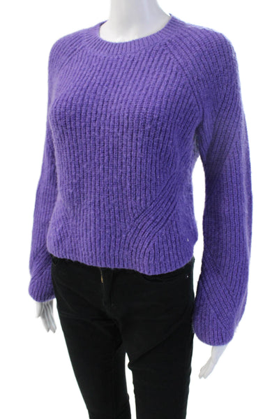 Intermix Womens Purple Crew Neck Zip Pullover Sweater Size PP