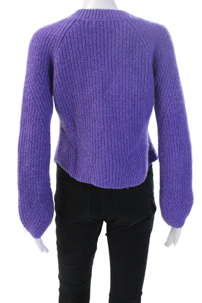 Intermix Womens Purple Crew Neck Zip Pullover Sweater Size PP